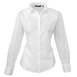 PREMIER LADIES LONG SLEEVE POPLIN BLOUSE WHITE 6