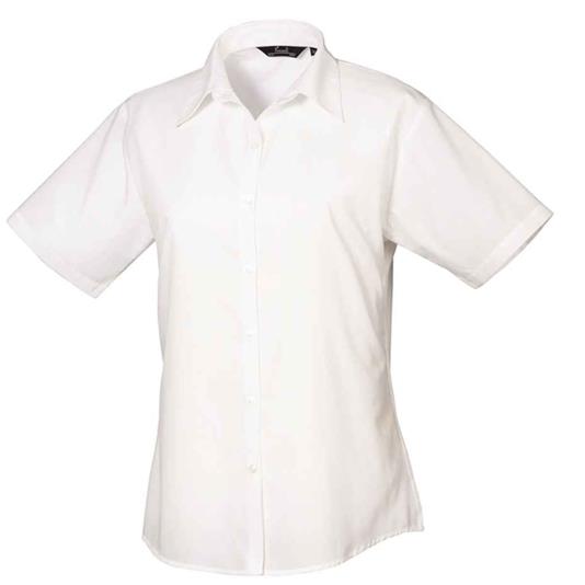 PREMIER LADIES SHORT SLEEVE POPLIN BLOUSE WHITE SIZE 6