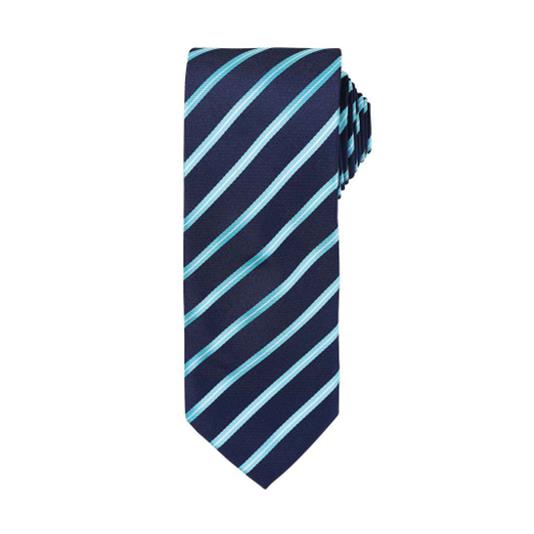 PREMIER DOUBLE STRIPE TIE TURQUOISE/NAVY